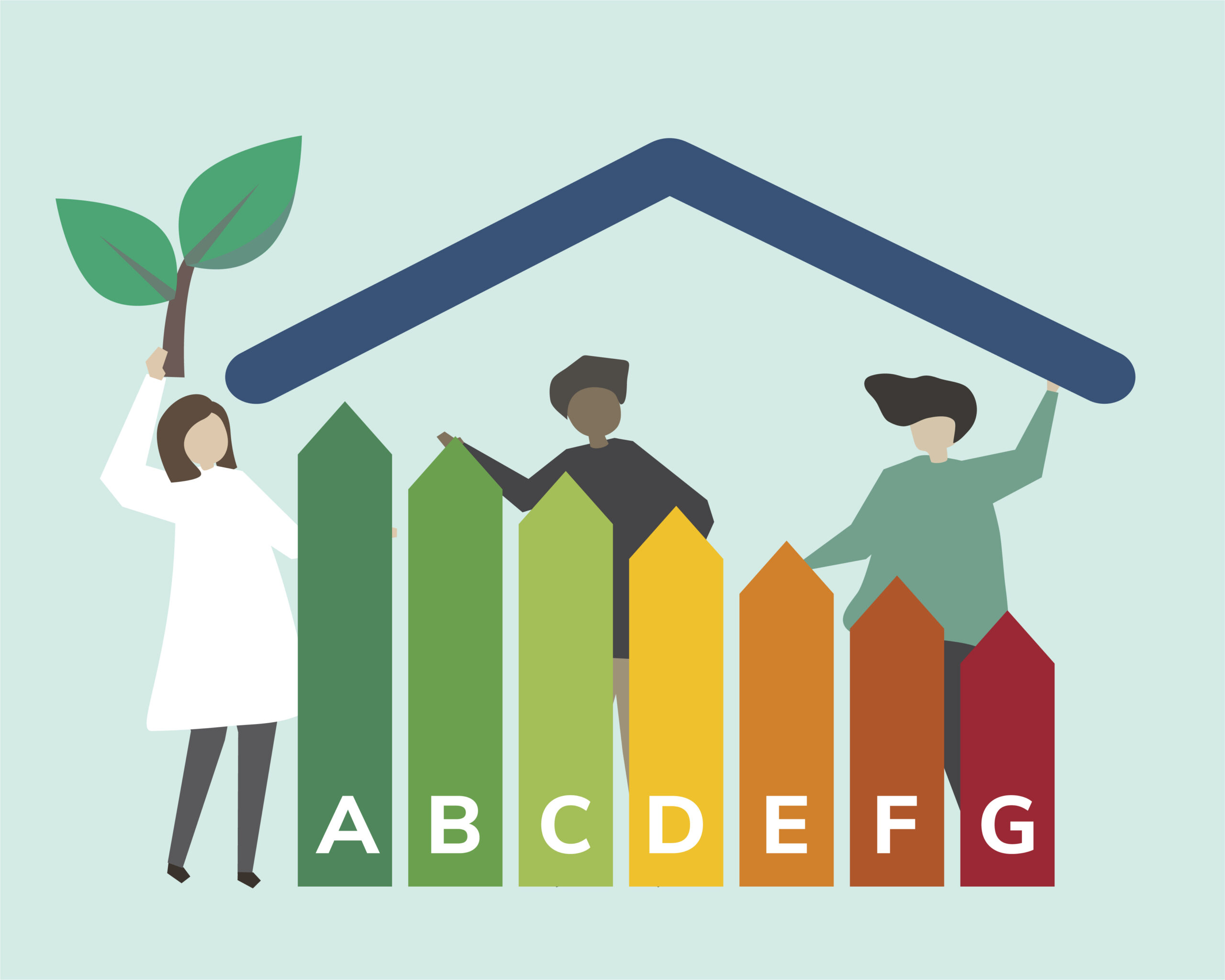 People with a temperature scale illustration People with a temperature scale illustration